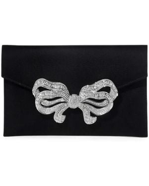 Judith Leiber Crystal-Embellished Bow Satin Clutch Bag - Black