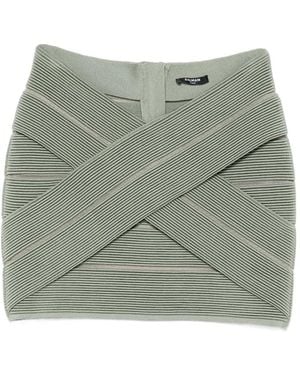 Balmain Crossover Knitted Skirt - Green