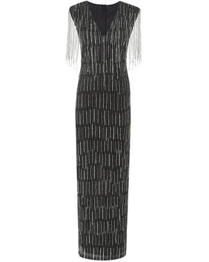Pinko Long Dress With Crystals And Sequins - Black