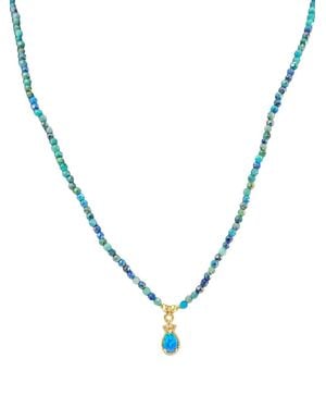 Madison Beaded-Pendant Necklace - Metallic