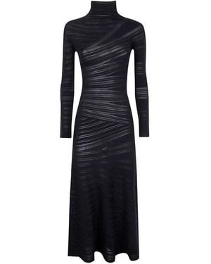 Giorgio Armani Midikleid mit Stehkragen - Schwarz