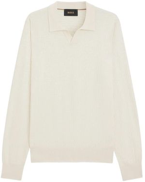 BOSS Waffle-Knit Jumper - White