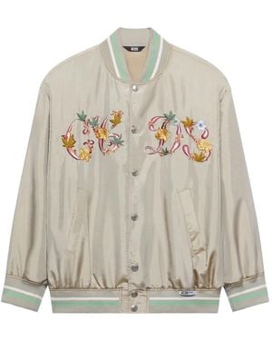 Gcds Bomberjacke Mit Blumenstickerei - Weiß