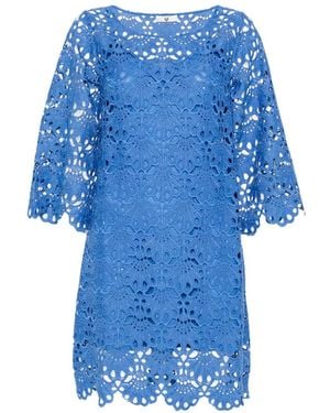 Twinset Guipure-Lace Scalloped Dress - Blue