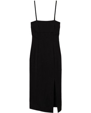 Twin Set Viscose-Blend Side-Slit Spaghetti Strap Dress - Black