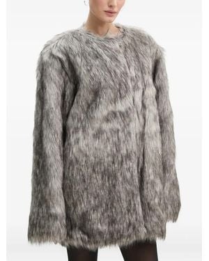 Gestuz Melierter WiliaGZ Mantel aus Faux Fur - Grau