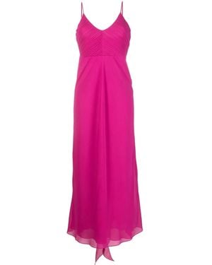 Patrizia Pepe Ruched Georgette Crepe Maxi Flared Dress - Pink