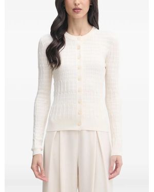 Sisley Textured-Knit Button-Up Cardigan - White