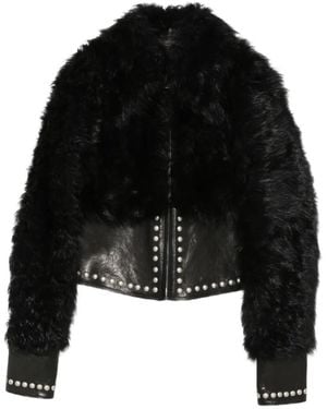 Ann Demeulemeester Veste En Cuir À Détails De Clous - Black