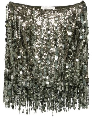 Blumarine Sequin-Embellished Fringe Mini Skirt - Green