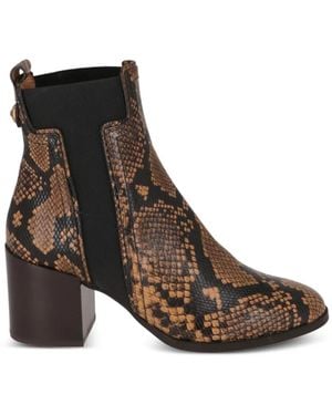 Tod's Snake-Effect Leather Ankle Boots - Brown