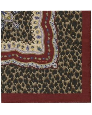 Etro Schal Mit Leopardenprint - Mettallic