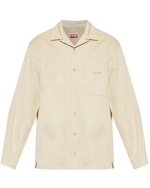 KENZO Logo-Embroidered Shirt - Natural