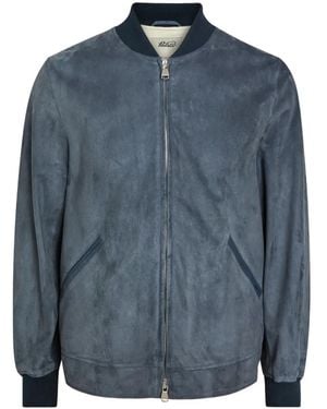 Valstar Evans Suede Bomber Jacket - Blue