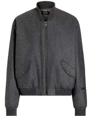 Dolce & Gabbana Padded Wool Flannel Bomber Jacket - Gray