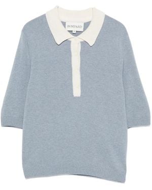 Bompard Cashmere Two-Tone Polo Top - Blue