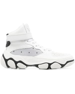 Red(V) Logo-Print High-Top Trainers - White