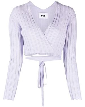 Rus Cardigan Cache-Cœur À Coupe Crop - Bleu