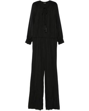 Tom Ford Gathered Long-Sleeve Jumpsuit - Black