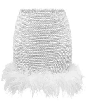 Santa Brands Feather-Trim Miniskirt - White
