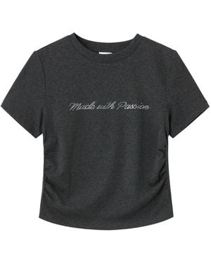 B+ AB Rhinestone-Embellished T-Shirt - Black