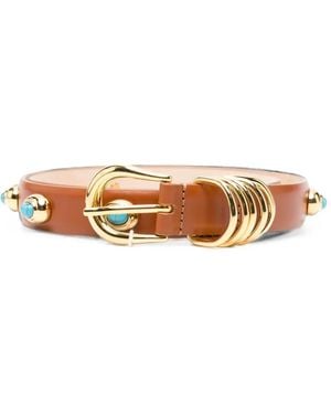 DEHANCHE The Hollyhock Stone Leather Belt - White