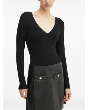 Morgan Regota Buttoned V-Neck Mini Dress - Black