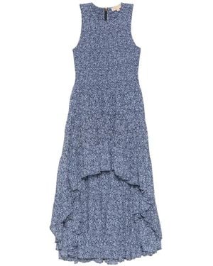 Michael Kors Floral-Print Smocked Dress - Blue