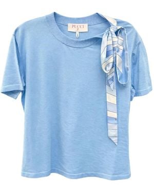 PUCCI Tie Detail T-Shirt - Blue