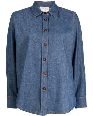 forte_forte Spread-Collar Chambray Shirt - Blue