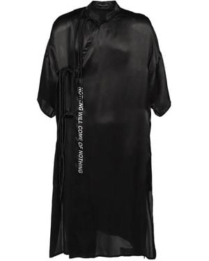 Yohji Yamamoto Fringe-Detail Slogan-Print Shirt - Black