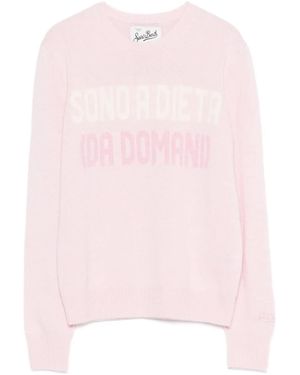 MC2 Saint Barth Ribbed Knit Lettering Jumper - Pink