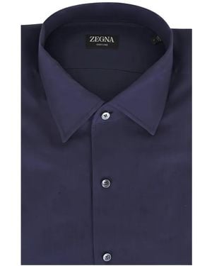 ZEGNA Oasilino Spread-Collar Shirt - Blue