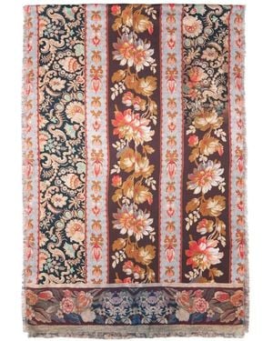 Pierre Louis Mascia Fular Con Motivo Floral Y Flecos - Blanco