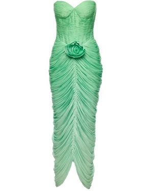 Ana Radu Vestido largo con aplique de rosa - Verde