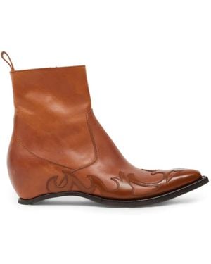Maison Margiela Bottines Western À Appliqué Flamme - Marron