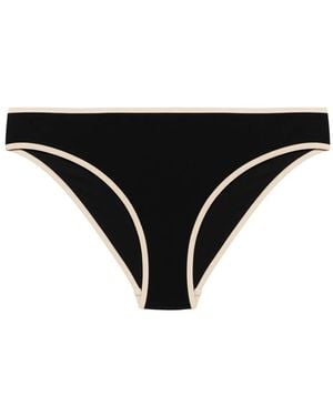 TOTEME Striped-Edge Bikini Bottoms - Black
