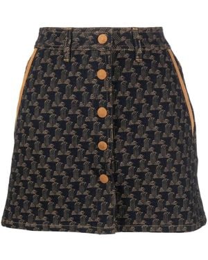 Lanvin Logo-Jacquard Denim Skirt - Black