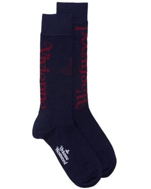 Vivienne Westwood Orb Logo-Print Socks - Blue