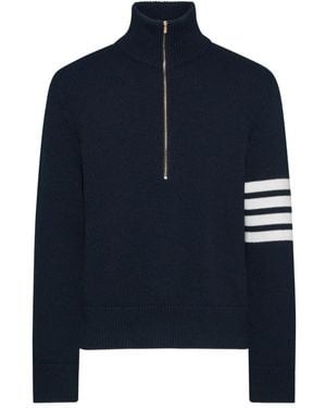 Thom Browne Pullover Mit Reißverschluss - Blau
