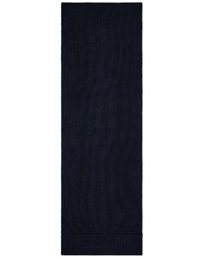 Emporio Armani Ribbed Virgin-Wool Scarf With An Embossed Logo - Blue