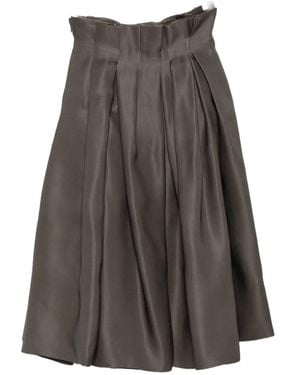 KHAITE Astrid Paperbag-Waist Pleated Midi Skirt - Gray