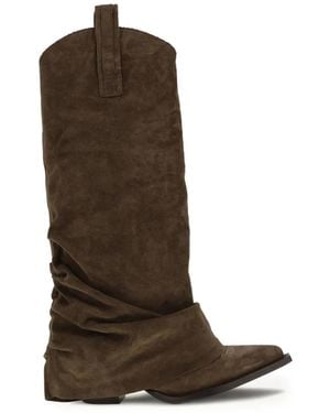 R13 Sleeve-Detail Cowboy Boots - Brown