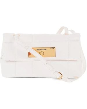 Moschino Quilted Turn-Lock Medium Shoulder Bag - White