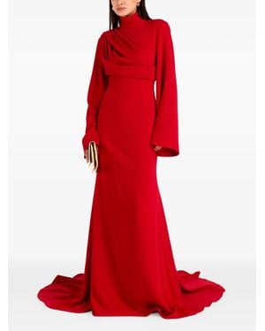 Solace London Robe Longue Drapée À Manches Longues - Red