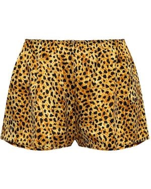 Versace Leopard-Print Silk Shorts - Metallic
