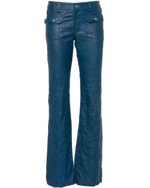 Zadig & Voltaire Hippie Crinkled Leather Flared Pants - Blue