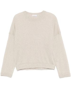 Brunello Cucinelli Sequin-Embellished Top - Natural