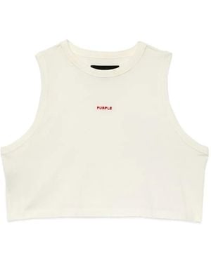 Purple Brand Top Sin Mangas Wordmark - Blanco