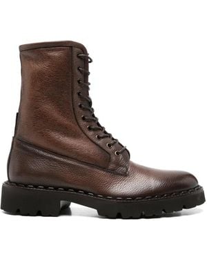 Eleventy Botas De Piel Con Cordones - Marrón